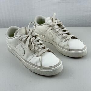 Nike Court Legacy White Leather Low-Top Sneakers Women’s Size 7.5 EUR 38.5